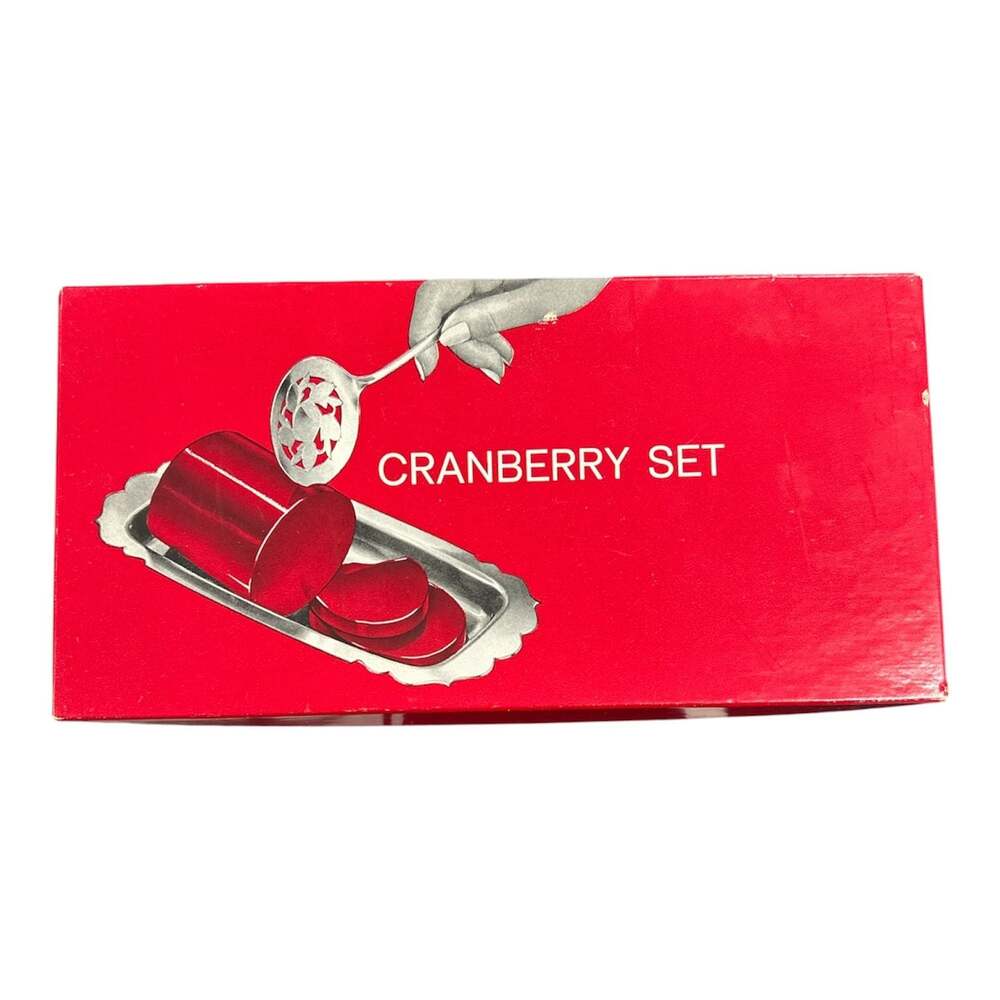 Vintage Cranberry Spoon Set WM. Rogers Silverplate Plate Original Box 10”